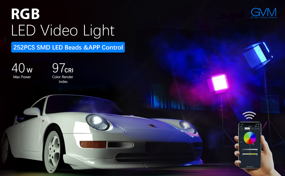 GVM 800D RGB Led Video Light, 2PCS Video Lighting Kit with APP Control, 40W Photography Lighting Led Panel Light with 18 Kinds of The Scene Lights for Studio YouTube, 3200K-5600K, CRI 97+ - Image 2