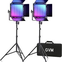 GVM 800D RGB Led Video Light, 2PCS Video Lighting Kit with APP Control, 40W Photography Lighting Led Panel Light with 18 Kinds of The Scene Lights for Studio YouTube, 3200K-5600K, CRI 97+