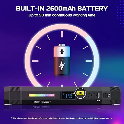 ULANZI VL110 2 Pack Handheld Light Wand, 360° RGB LED Video Light for Photography, 2600mAh Rechargeable RGB Tube Light for Shooting, 2500-9000K Dimmable Camera Light w LCD, Support Magnetic Attraction - Image 3