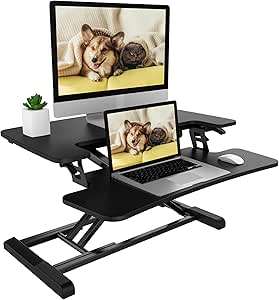 FLEXISPOT 28 inch Standing Desk Converter | Height Adjustable Stand Up Desk Riser, Black Home Office Desk Workstation for Dual Monitors and Laptop - Image 12