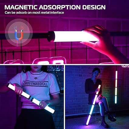 ULANZI VL110 2 Pack Handheld Light Wand, 360° RGB LED Video Light for Photography, 2600mAh Rechargeable RGB Tube Light for Shooting, 2500-9000K Dimmable Camera Light w LCD, Support Magnetic Attraction - Image 4