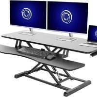 FLEXISPOT 28 inch Standing Desk Converter | Height Adjustable Stand Up Desk Riser, Black Home Office Desk Workstation for Dual Monitors and Laptop