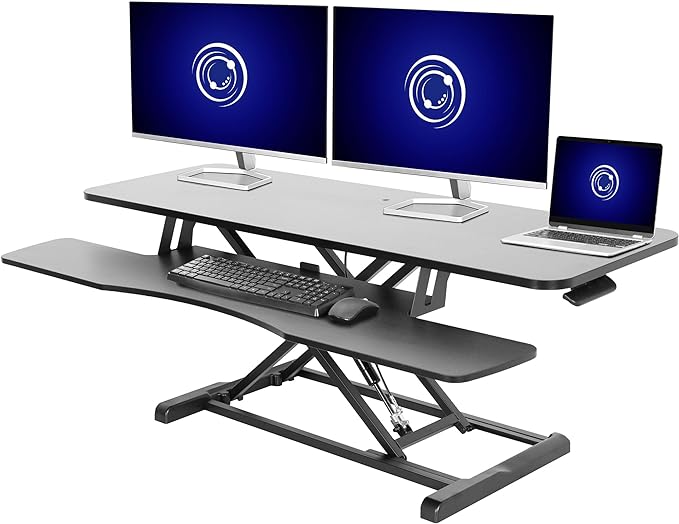 FLEXISPOT 28 inch Standing Desk Converter | Height Adjustable Stand Up Desk Riser, Black Home Office Desk Workstation for Dual Monitors and Laptop