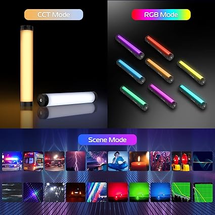 ULANZI VL110 2 Pack Handheld Light Wand, 360° RGB LED Video Light for Photography, 2600mAh Rechargeable RGB Tube Light for Shooting, 2500-9000K Dimmable Camera Light w LCD, Support Magnetic Attraction - Image 6