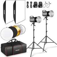 NEEWER 800Ws Studio Monolight Flash Light Kit: 2 Pack S101-400W PRO 5600K Strobe Lights with 2.4G Trigger/150W Modeling Lamps/Bowens Mount/Softboxes/Stands/Reflector/Bag, Compatible with QPRO