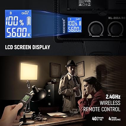 Neewer 18" Led Video Light Panel Key Lighting Kit with Remote, 2-Pack 45W Dimmable Bi Color + Tripod Stand, 3200K–5600K Soft Light CRI 97+ 4800Lux for Game Live Streaming Studio Photography Recording - Image 6