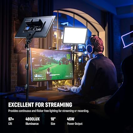 Neewer 18" Led Video Light Panel Key Lighting Kit with Remote, 2-Pack 45W Dimmable Bi Color + Tripod Stand, 3200K–5600K Soft Light CRI 97+ 4800Lux for Game Live Streaming Studio Photography Recording - Image 7
