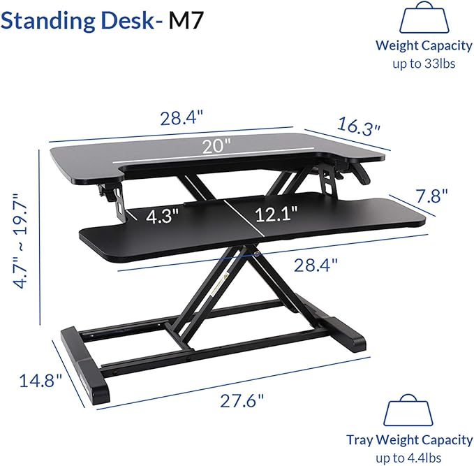 FLEXISPOT 28 inch Standing Desk Converter | Height Adjustable Stand Up Desk Riser, Black Home Office Desk Workstation for Dual Monitors and Laptop - Image 10